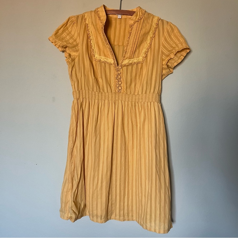 Fossil mustard yellow cotton stripe dress